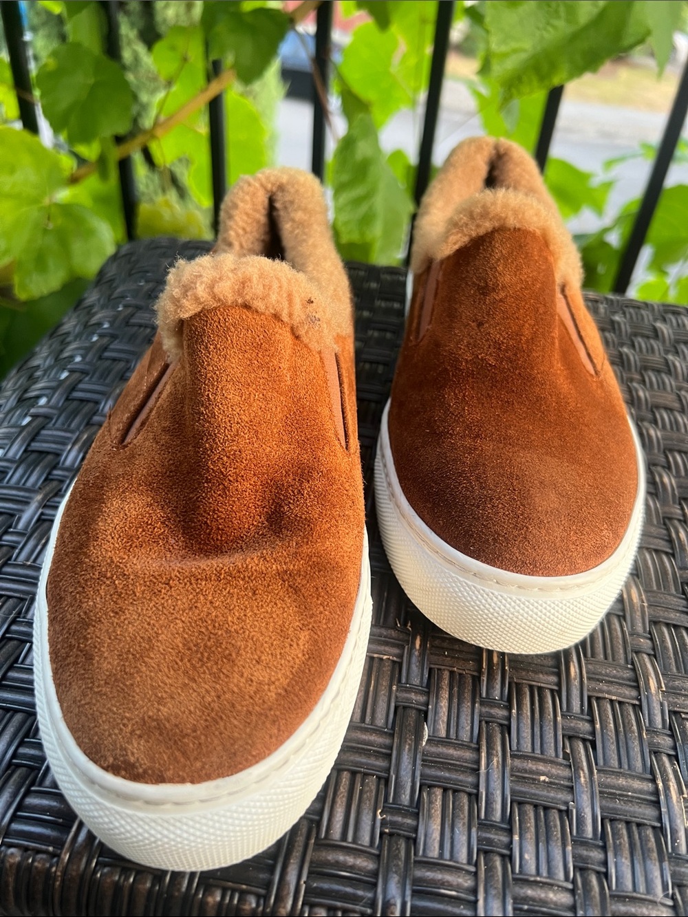 M.Gemi Cerchio Shearling Slip-On Suede Warm-Lined Casual Shoes - Brown